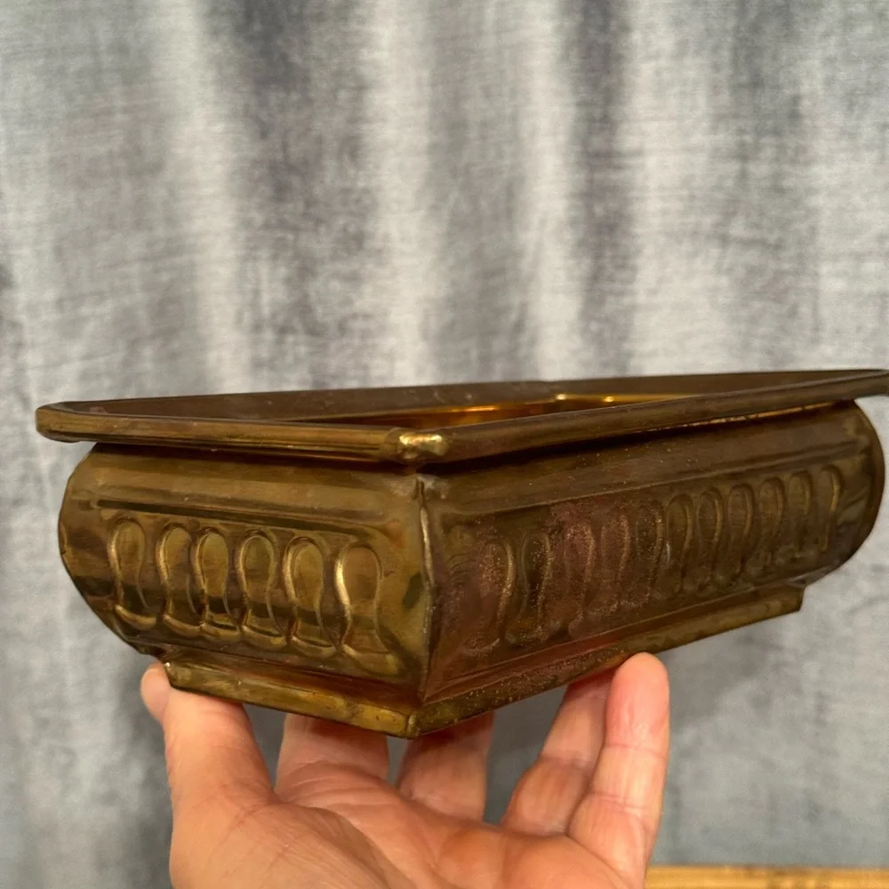 vintage brass planter, also known as a jardinière or cachepot.